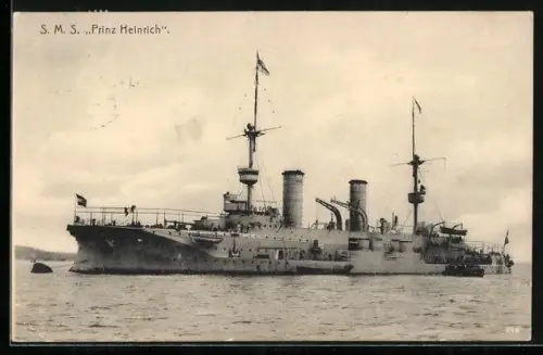 AK Kriegsschiff SMS Prinz Heinrich auf See