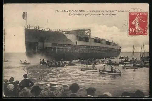 AK Kriegsschiff Cuirassé Lorraine, Lancement