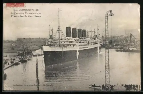 AK Passagierschiff France im Hafen