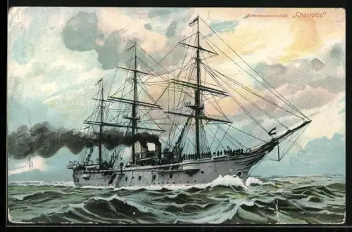 AK Kadettenschulschiff Charlotte auf hoher See, Segelschiff