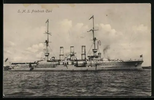 AK Kriegsschiff SMS Friedrich Carl auf See