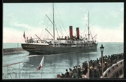 AK Passagierschiff La Normandie beim Auslaufen