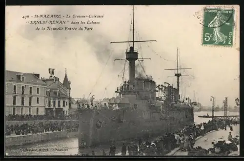 AK Kriegsschiff Croiseur-Cuirassé Ernest-Renan