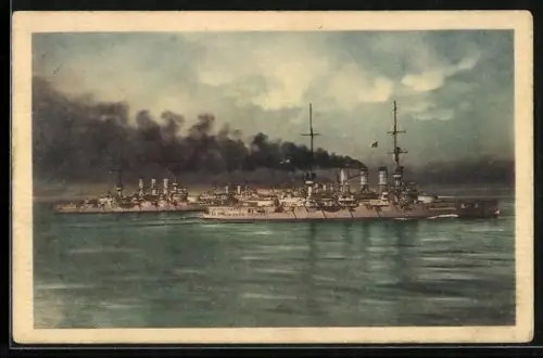 AK Gliederwechsel eines Kriegsschiff-Geschwaders