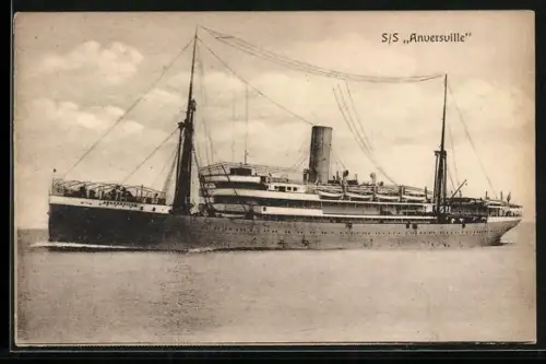 AK Passagierschiff SS Anversville auf See