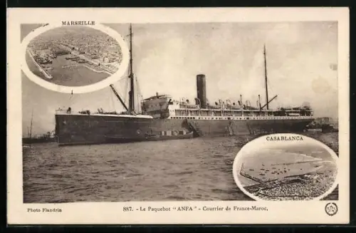 AK Passagierschiff Anfa Courrier de France-Maroc