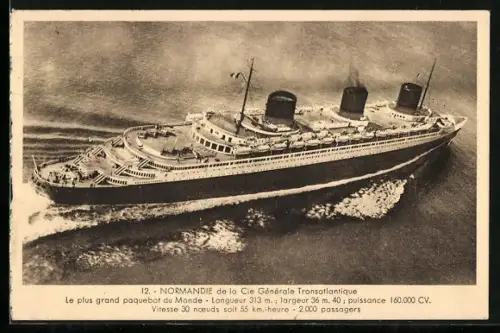 AK Passagierschiff Normandie, Cie Générale Transatlantique