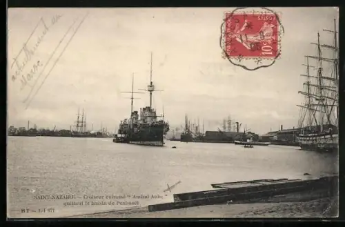 AK Kriegsschiff Croiseur cuirassé Amiral Aube