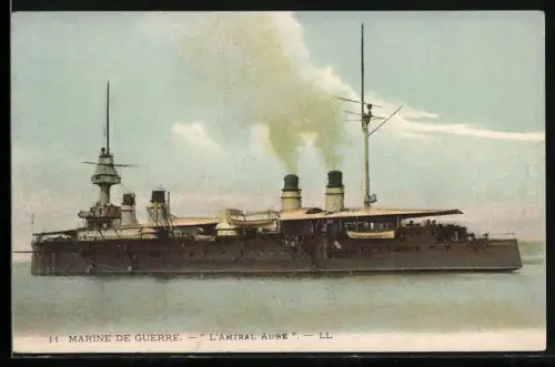 AK Kriegsschiff L`Amiral Aube auf See