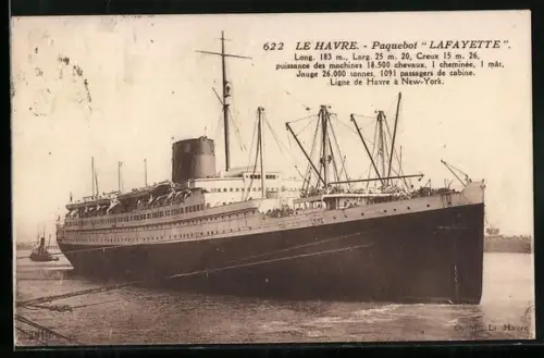 AK Passagierschiff Lafayette vor Anker