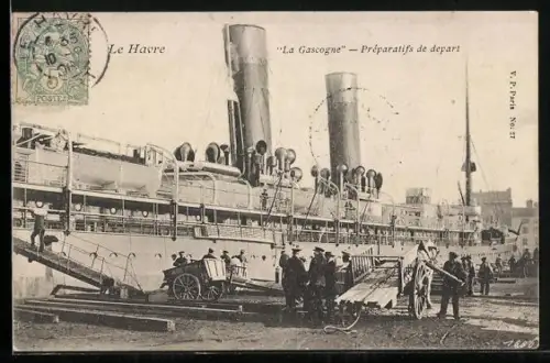 AK Passagierschiff La Gascogne im Hafen