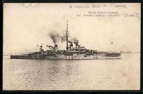 AK Kriegsschiff Courbet, Cuirassé à turbines