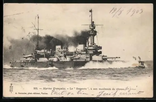 AK Kriegsschiff Brennus, Marine Francaise