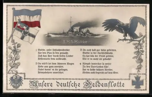 AK Kriegsschiff SMS Moltke in Fahrt