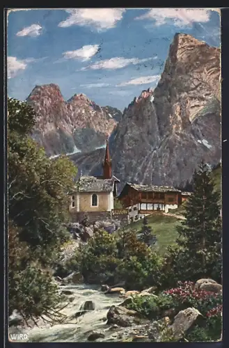 Künstler-AK Hinterbärenbad, Kaisergebirge