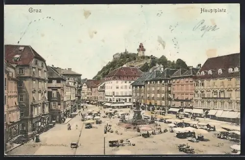 AK Graz, Hauptplatz aus der Vogelschau