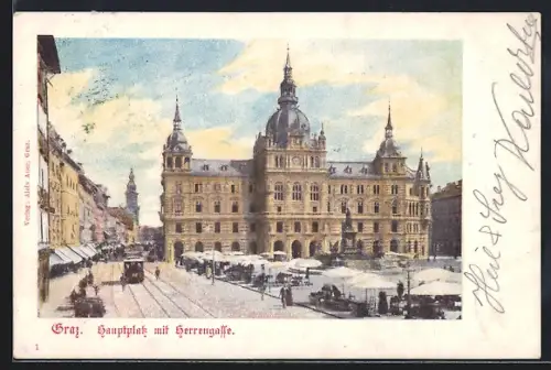 AK Graz, Hauptplatz mit Herrengasse
