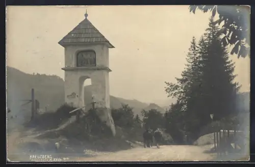 AK Mariazell, Kreuzberg, Strassenpartie mit Turm
