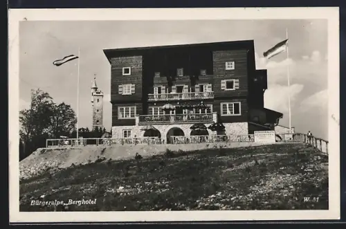 AK Mariazell, Bürgeralpe, Berghotel mit Turm