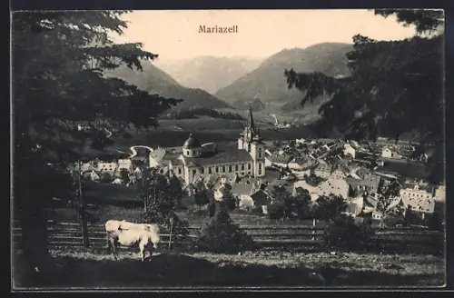 AK Mariazell, Totalansicht aus der Vogelschau