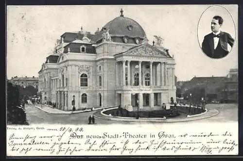 AK Graz, Neues Stadt-Theater, Porträt