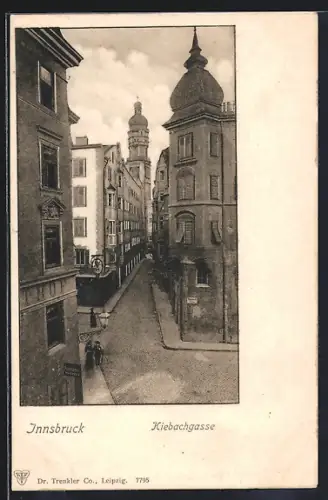 AK Innsbruck, Kiebachgasse, Strassenkreuzung mit Turmgebäuden aus der Vogelschau