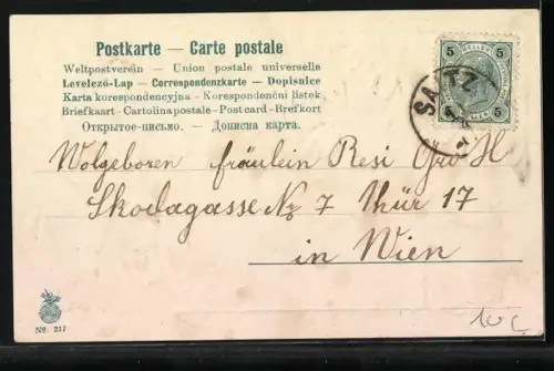 Lithographie Kind in Matrosenanzug und Osteiern mit einem Osterhasen