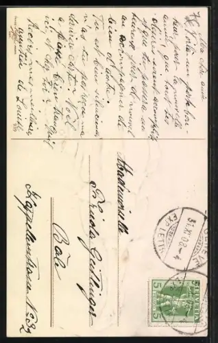 AK Kind mit Stechpalmenzweig und Kalenderblatt, Souhaits Sincères