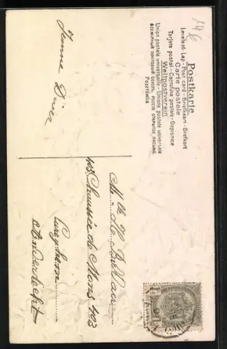 Lithographie Kind mit einem Kranz aus Stechpalmenzweigen, Bonne Année