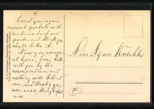 Künstler-AK Anna Schirmer: Silhouette, Mann mit Hund geht auf Wanderschaft