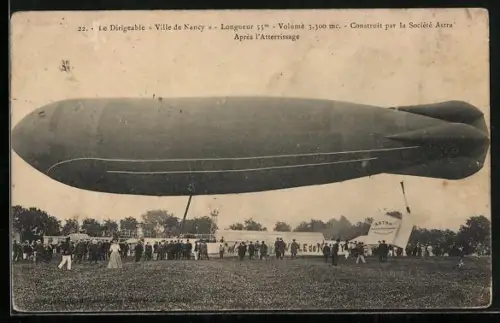 AK Le Dirigeable Ville de Nancy, Construit par la Societe Astra, Zeppelin