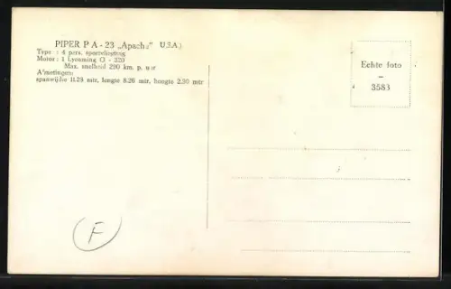 AK Flugzeug Piper PA-23 Apache