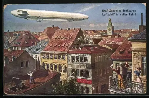 AK Leipzig, Luftschichf Graf Zeppelin über der Stadt
