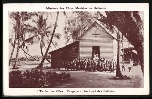 AK Tangarare, Missions Iles Salomon, L`Ecole des filles, Kinder vor der Missionsschule
