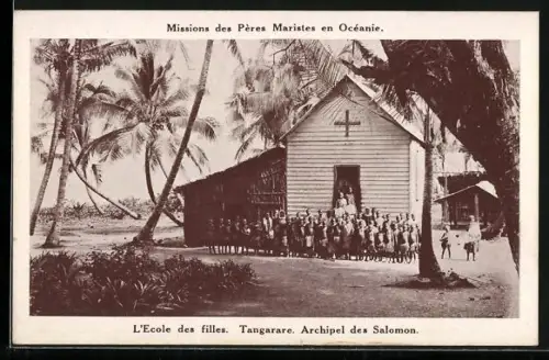 AK Tangarare, Missions Iles Salomon, L`Ecole des filles, Kinder vor der Missionsschule