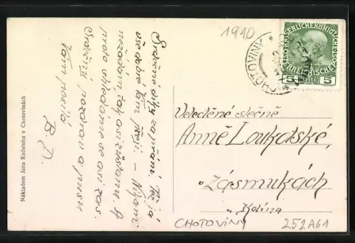 AK Chotoviny, Kostel a Skola, Kaplieka, Zámek