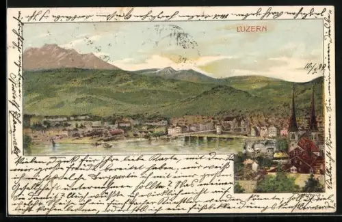 Künstler-AK sign. Arpad Basch: Luzern, Blick auf die Stadt