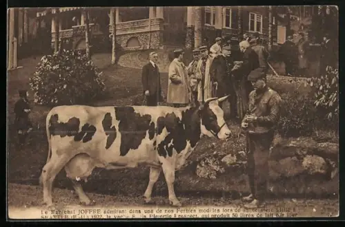 AK Seattle, Le Marechal Joffre admirant dans une de nos Fermes modeles la vache Segis Pietertje Prospect