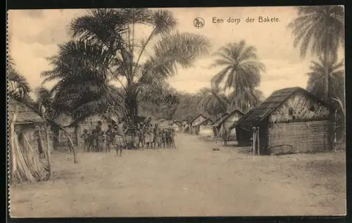 AK Congo, En dorp der Bakete, afrikanische Volkstypen