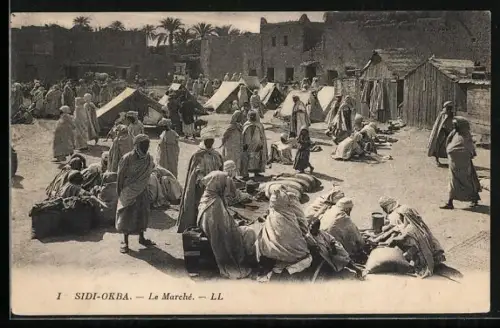 AK Sidi-Okba, Le Marché, Händler am Markt