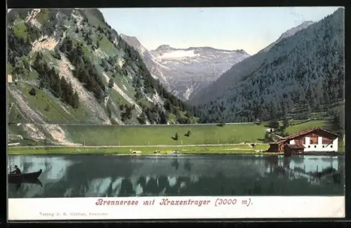 AK Brenner, Brennersee, Ansicht des Bergsees mit Kraxentrager