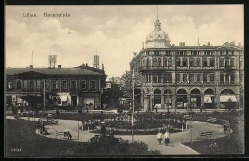 AK Libau, Rosenplatz, Gebäude und Anlagen