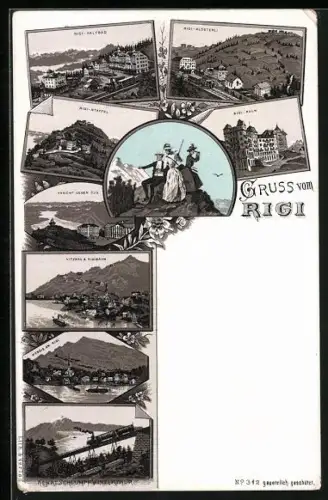 Lithographie Rigi, Rigi-Kulm, Rigi-Staffel, Vitznau