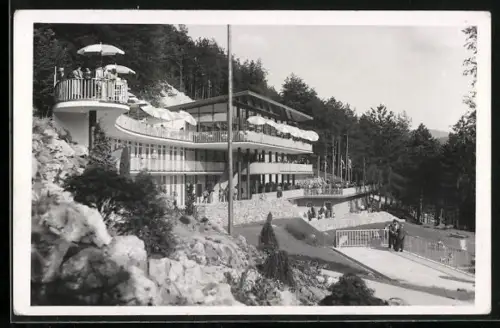 AK Trencianska Teplice, Panorama mit Cafe