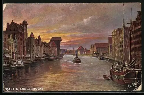 AK Danzig / Gdansk, Langebrücke