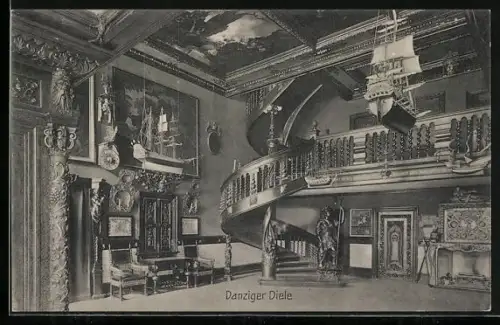 AK Danzig / Gdansk, Danziger Diele im Rathaus
