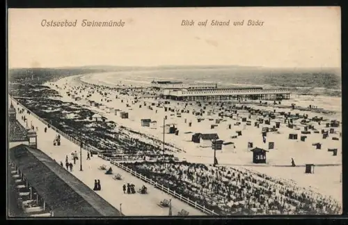 AK Swinemünde, Blick auf Strand & Bäder