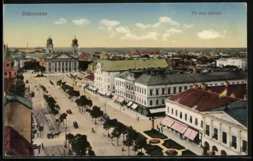 AK Debrecen / Debreczin, Fö utca látképe