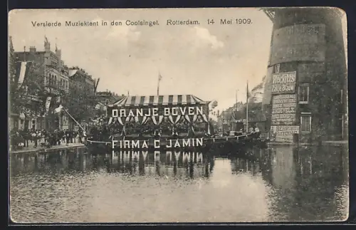 AK Rotterdam, Versierde Muziektent in den Coolsingel 1909