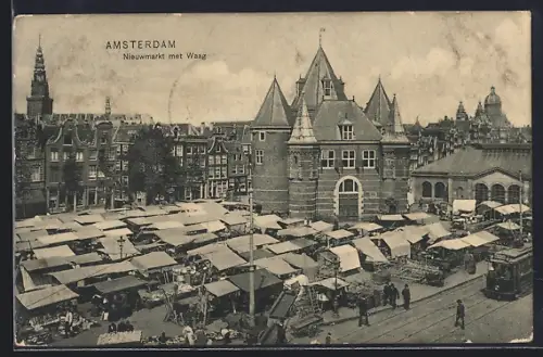 AK Amsterdam, Nieuwmarkt met Waag
